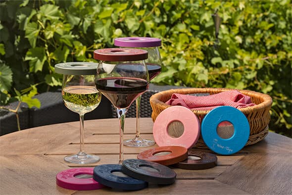Wine-Tapa Custom Wine Glass Covers in Basket